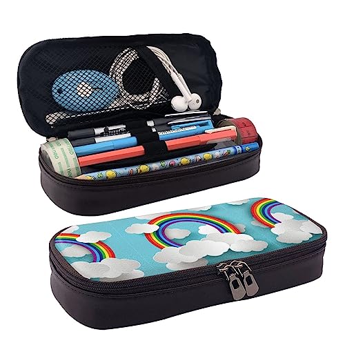 FJAUOQ Federmäppchen, große Kapazität, Leder-Bleistifttasche, niedlicher Graffiti-Schmetterling, Make-up-Tasche für Damen und Herren, Regenbogenwolken, Einheitsgröße, Federmäppchen FJAUOQ Federmäppchen, große Kapazität, Leder-Bleistifttasche, niedlicher Graffiti-Schmetterling, Make-up-Tasche für Damen und Herren, Regenbogenwolken, Einheitsgröße, Federmäppchen von FJAUOQ