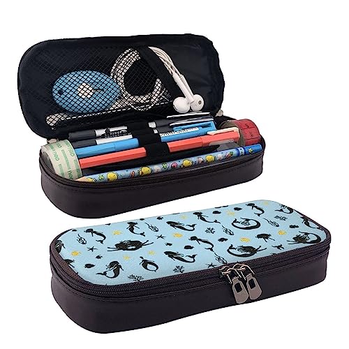 FJAUOQ Federmäppchen, großes Fassungsvermögen, Leder-Bleistifttasche, niedliches Zebra-Make-up-Tasche für Damen und Herren, Farbige Meerjungfrau, Einheitsgröße, Federmäppchen FJAUOQ Federmäppchen, großes Fassungsvermögen, Leder-Bleistifttasche, niedliches Zebra-Make-up-Tasche für Damen und Herren, Farbige Meerjungfrau, Einheitsgröße, Federmäppchen von FJAUOQ