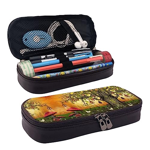 FJAUOQ Federmäppchen, großes Fassungsvermögen, Leder-Federmäppchen, niedlich, cooles rotes und schwarzes Herz-Make-up-Tasche für Damen und Herren, Feen, Schmetterlinge, Elfen, Einheitsgröße, FJAUOQ Federmäppchen, großes Fassungsvermögen, Leder-Federmäppchen, niedlich, cooles rotes und schwarzes Herz-Make-up-Tasche für Damen und Herren, Feen, Schmetterlinge, Elfen, Einheitsgröße, von FJAUOQ