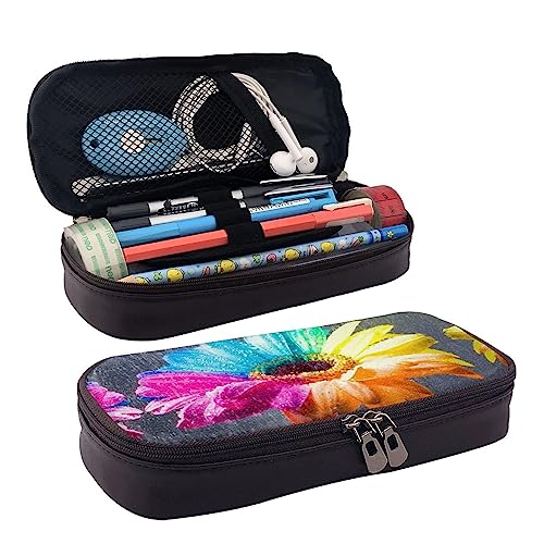 FJAUOQ Federmäppchen, großes Fassungsvermögen, Leder-Federmäppchen, niedliche Giraffen-Make-up-Tasche für Damen und Herren, Mehrfarbige Sonnenblume, Einheitsgröße, Federmäppchen FJAUOQ Federmäppchen, großes Fassungsvermögen, Leder-Federmäppchen, niedliche Giraffen-Make-up-Tasche für Damen und Herren, Mehrfarbige Sonnenblume, Einheitsgröße, Federmäppchen von FJAUOQ