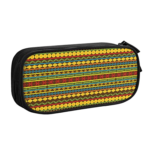 FJAUOQ Federmäppchen African Pattern Yellow Pencil Case Compartments Pen Pouch Box Multifunctional Makeup Bag Holder Large Storage Stationery Organizer with Zipper for Office Travel von FJAUOQ