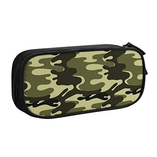 FJAUOQ Federmäppchen Camouflage Green Pencil Case Compartments Pen Pouch Box Multifunctional Makeup Bag Holder Large Storage Stationery Organizer with Zipper for Office Travel von FJAUOQ