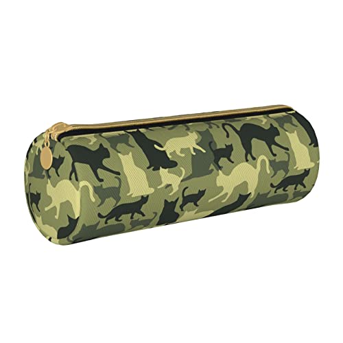 FJAUOQ Federmäppchen Cat Camouflage Pattern Pencil Case with Zipper Durable Portable Pen Pouch Office Storage Bag Travel Toiletry Holder for Women Men von FJAUOQ