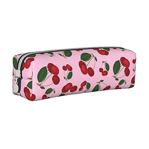 FJAUOQ Federmäppchen Cherry Pattern Pencil Case with Zipper Durable Portable Pen Pouch Office Storage Bag Travel Toiletry Holder for Women Men von FJAUOQ