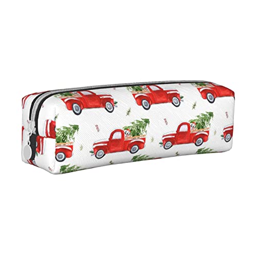 FJAUOQ Federmäppchen Christmas Trucks Pencil Case with Zipper Durable Portable Pen Pouch Office Storage Bag Travel Toiletry Holder for Women Men von FJAUOQ