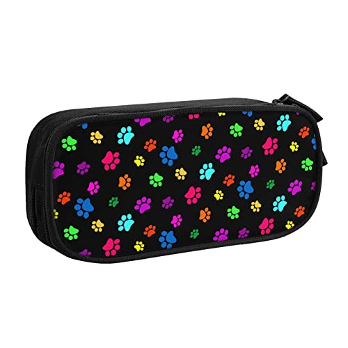 FJAUOQ Federmäppchen Colorful Dog Paw Pencil Case Compartments Pen Pouch Box Multifunctional Makeup Bag Holder Large Storage Stationery Organizer with Zipper for Office Travel von FJAUOQ