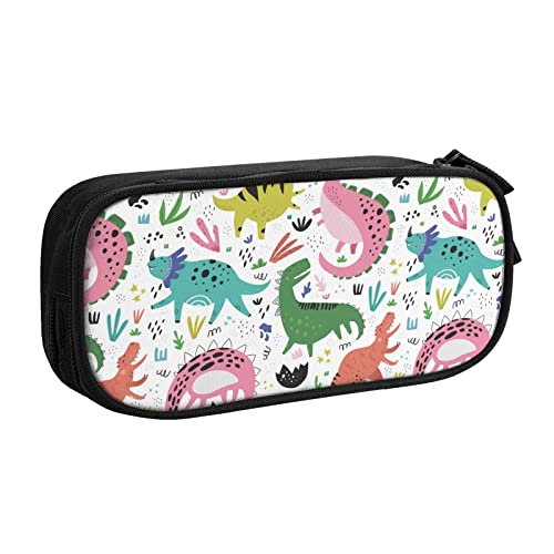 FJAUOQ Federmäppchen Cute Color Dinosaurs Pencil Case Compartments Pen Pouch Box Multifunctional Makeup Bag Holder Large Storage Stationery Organizer with Zipper for Office Travel von FJAUOQ