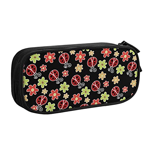 FJAUOQ Federmäppchen Cute Flowers Insect Pencil Case Compartments Pen Pouch Box Multifunctional Makeup Bag Holder Large Storage Stationery Organizer with Zipper for Office Travel von FJAUOQ