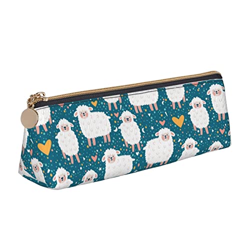 FJAUOQ Federmäppchen Cute Sheep Love Pencil Case with Zipper Durable Portable Pen Pouch Office Storage Bag Travel Toiletry Holder for Women Men von FJAUOQ