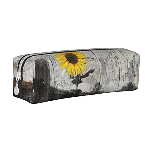 FJAUOQ Federmäppchen Farmhouse Rustic Sunflowers Pencil Case with Zipper Durable Portable Pen Pouch Office Storage Bag Travel Toiletry Holder for Women Men von FJAUOQ