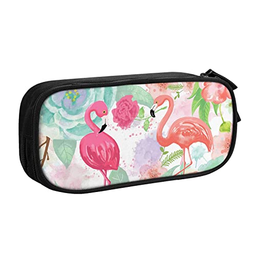 FJAUOQ Federmäppchen Flamingo Pencil Case Compartments Pen Pouch Box Multifunctional Makeup Bag Holder Large Storage Stationery Organizer with Zipper for Office Travel von FJAUOQ