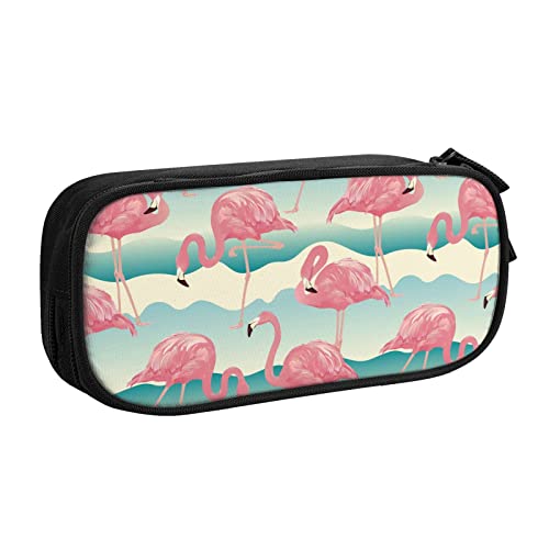 FJAUOQ Federmäppchen Flamingo Pencil Case Compartments Pen Pouch Box Multifunctional Makeup Bag Holder Large Storage Stationery Organizer with Zipper for Office Travel von FJAUOQ