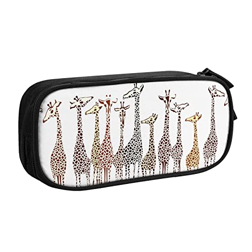 FJAUOQ Federmäppchen Giraffes Pencil Case Compartments Pen Pouch Box Multifunctional Makeup Bag Holder Large Storage Stationery Organizer with Zipper for Office Travel von FJAUOQ