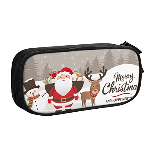 FJAUOQ Federmäppchen Home Garden Christmas Deer Pattern Pencil Case Compartments Pen Pouch Box Multifunctional Makeup Bag Holder Large Storage Stationery Organizer with Zipper for Office Travel von FJAUOQ