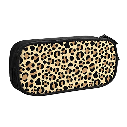 FJAUOQ Federmäppchen Leopard Print Pencil Case Compartments Pen Pouch Box Multifunctional Makeup Bag Holder Large Storage Stationery Organizer with Zipper for Office Travel von FJAUOQ