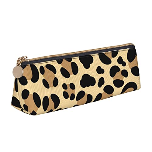 FJAUOQ Federmäppchen Leopard Print Pencil Case with Zipper Durable Portable Pen Pouch Office Storage Bag Travel Toiletry Holder for Women Men von FJAUOQ