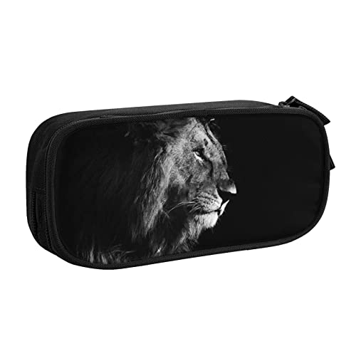 FJAUOQ Federmäppchen Lion Side Face Pencil Case Compartments Pen Pouch Box Multifunctional Makeup Bag Holder Large Storage Stationery Organizer with Zipper for Office Travel von FJAUOQ