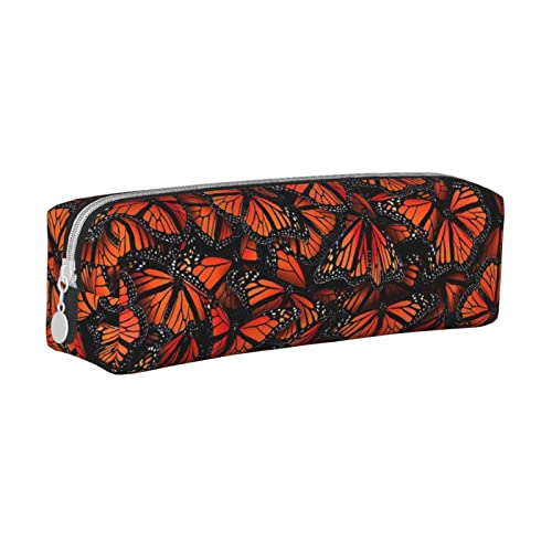 FJAUOQ Federmäppchen Monarch Butterflies Pencil Case with Zipper Durable Portable Pen Pouch Office Storage Bag Travel Toiletry Holder for Women Men von FJAUOQ