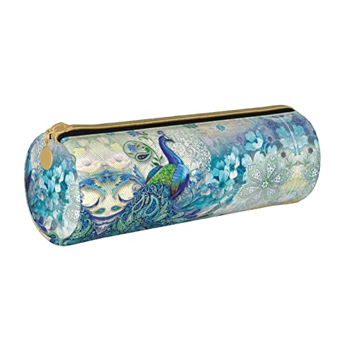 FJAUOQ Federmäppchen Peacocks and Flowers Pencil Case with Zipper Durable Portable Pen Pouch Office Storage Bag Travel Toiletry Holder for Women Men von FJAUOQ