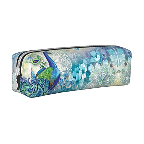 FJAUOQ Federmäppchen Peacocks and Flowers Pencil Case with Zipper Durable Portable Pen Pouch Office Storage Bag Travel Toiletry Holder for Women Men von FJAUOQ