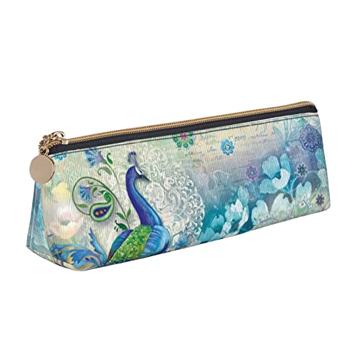 FJAUOQ Federmäppchen Peacocks and Flowers Pencil Case with Zipper Durable Portable Pen Pouch Office Storage Bag Travel Toiletry Holder for Women Men von FJAUOQ