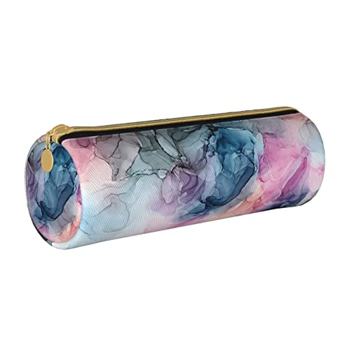 FJAUOQ Federmäppchen Pink Blue Marble Pencil Case with Zipper Durable Portable Pen Pouch Office Storage Bag Travel Toiletry Holder for Women Men von FJAUOQ