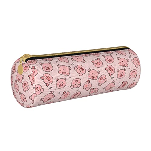 FJAUOQ Federmäppchen Pink Pig Pencil Case with Zipper Durable Portable Pen Pouch Office Storage Bag Travel Toiletry Holder for Women Men von FJAUOQ
