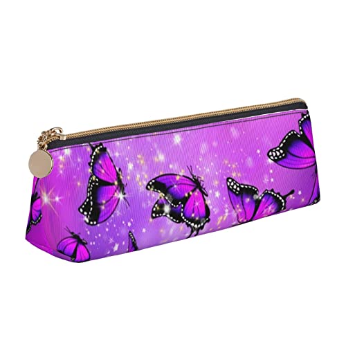 FJAUOQ Federmäppchen Purple Butterfly Pencil Case with Zipper Durable Portable Pen Pouch Office Storage Bag Travel Toiletry Holder for Women Men von FJAUOQ