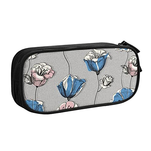 FJAUOQ Federmäppchen Simple Rose Pencil Case Compartments Pen Pouch Box Multifunctional Makeup Bag Holder Large Storage Stationery Organizer with Zipper for Office Travel von FJAUOQ