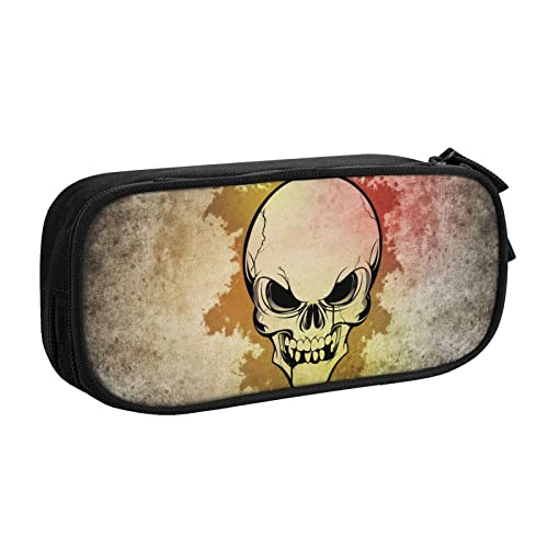 FJAUOQ Federmäppchen Skull Pencil Case Compartments Pen Pouch Box Multifunctional Makeup Bag Holder Large Storage Stationery Organizer with Zipper for Office Travel von FJAUOQ