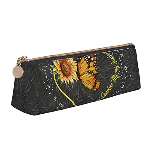 FJAUOQ Federmäppchen Sunflower Butterfly Pencil Case with Zipper Durable Portable Pen Pouch Office Storage Bag Travel Toiletry Holder for Women Men von FJAUOQ