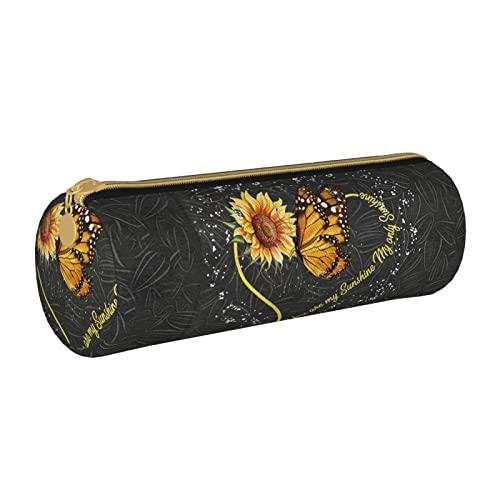 FJAUOQ Federmäppchen Sunflower Butterfly Pencil Case with Zipper Durable Portable Pen Pouch Office Storage Bag Travel Toiletry Holder for Women Men von FJAUOQ