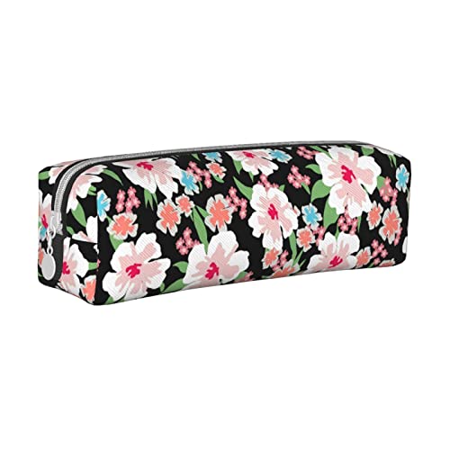 FJAUOQ Federmäppchen Trendy Flowers Multicolor Flowers Pencil Case with Zipper Durable Portable Pen Pouch Office Storage Bag Travel Toiletry Holder for Women Men von FJAUOQ