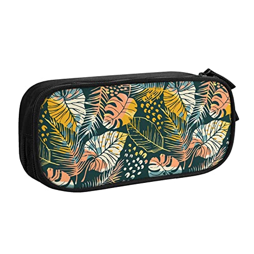 FJAUOQ Federmäppchen Tropical Plants Pencil Case Compartments Pen Pouch Box Multifunctional Makeup Bag Holder Large Storage Stationery Organizer with Zipper for Office Travel von FJAUOQ