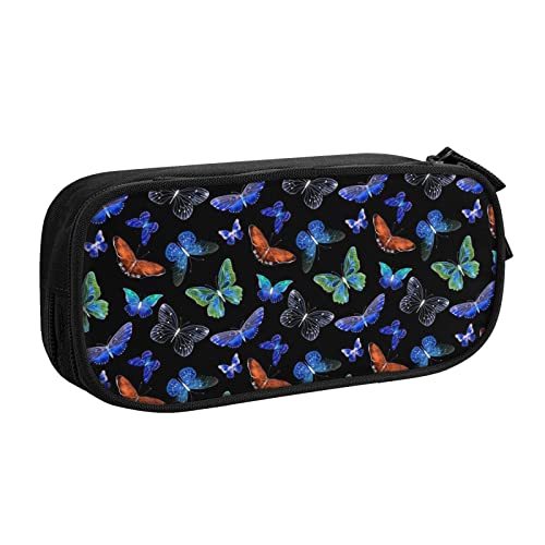 FJAUOQ Federmäppchen Watercolor Butterfly Pattern Pencil Case Compartments Pen Pouch Box Multifunctional Makeup Bag Holder Large Storage Stationery Organizer with Zipper for Office Travel von FJAUOQ