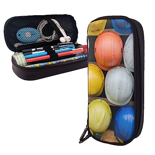 FJAUOQ Federmäppchen mit Bauhelmen, großes Fassungsvermögen, Leder-Federmäppchen, tragbares Federmäppchen mit Reißverschluss für Büro-Organizer, Schwarz , Einheitsgröße, Federmäppchen FJAUOQ Federmäppchen mit Bauhelmen, großes Fassungsvermögen, Leder-Federmäppchen, tragbares Federmäppchen mit Reißverschluss für Büro-Organizer, Schwarz , Einheitsgröße, Federmäppchen von FJAUOQ