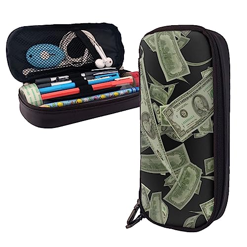 FJAUOQ Federmäppchen mit Dollarzeichen, großes Fassungsvermögen, Leder-Federmäppchen, tragbares Federmäppchen mit Reißverschluss, für Büro-Organizer, Schwarz , Einheitsgröße, Federmäppchen FJAUOQ Federmäppchen mit Dollarzeichen, großes Fassungsvermögen, Leder-Federmäppchen, tragbares Federmäppchen mit Reißverschluss, für Büro-Organizer, Schwarz , Einheitsgröße, Federmäppchen von FJAUOQ