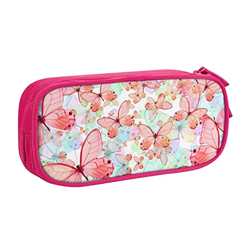 FJAUOQ Federmäppchen mit Schmetterlingsmotiv, großes Fassungsvermögen, für Stifte, Marker, Make-up-Tasche, Polyester, Schreibwaren-Organizer für Schule, Büro, rose, Einheitsgröße, Münzfach FJAUOQ Federmäppchen mit Schmetterlingsmotiv, großes Fassungsvermögen, für Stifte, Marker, Make-up-Tasche, Polyester, Schreibwaren-Organizer für Schule, Büro, rose, Einheitsgröße, Münzfach von FJAUOQ