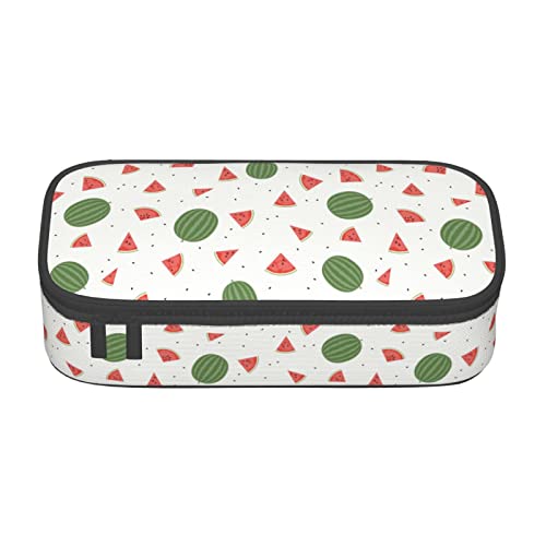 FJAUOQ Federmäppchen mit Wassermelonen-Druck, Dreieck, große Kapazität, Stifttasche, kleine Kosmetiktasche für Damen und Herren, Schwarz , Einheitsgröße, federmäppchen von FJAUOQ