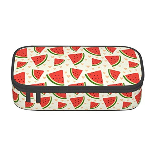 FJAUOQ Federmäppchen mit Wassermelonenmuster, Dreieck, große Kapazität, Stifttasche, kleine Kosmetiktasche für Damen und Herren, Schwarz , Einheitsgröße, federmäppchen von FJAUOQ