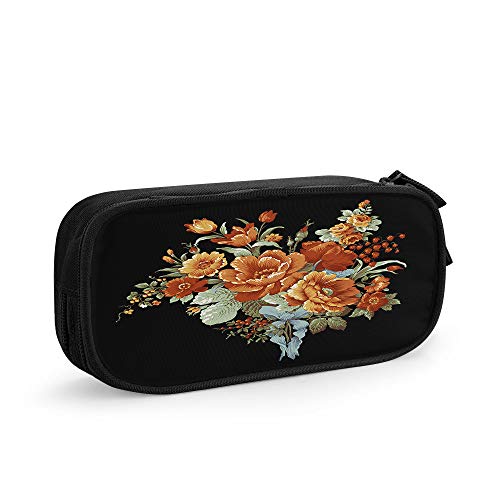 FJAUOQ Federmäppchen mit geometrischem Ikat-Muster, großes Fassungsvermögen, marokkanisches Gelb und Weiß, moderne nahtlose Textur, einfache Schreibwaren-Tasche, Halter für Schule, Büro, Studenten, von FJAUOQ