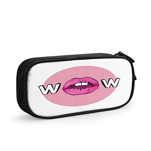 FJAUOQ Federmäppchen mit großem Fassungsvermögen, modisch, sexy, Damen, Lippen, mit Wow-Wort-Stiftbox, große Aufbewahrungstasche, Schulbedarf für Damen und Herren, Multi-c358, Einheitsgröße, Münzfach FJAUOQ Federmäppchen mit großem Fassungsvermögen, modisch, sexy, Damen, Lippen, mit Wow-Wort-Stiftbox, große Aufbewahrungstasche, Schulbedarf für Damen und Herren, Multi-c358, Einheitsgröße, Münzfach von FJAUOQ