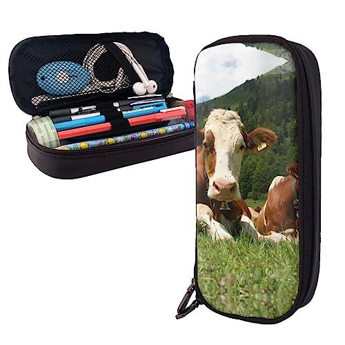 FJAUOQ Federmäppchen mit niedlichem Kühen auf Gras, großes Fassungsvermögen, tragbares Federmäppchen mit Reißverschluss, für Büro-Organizer, Schwarz , Einheitsgröße, Federmäppchen FJAUOQ Federmäppchen mit niedlichem Kühen auf Gras, großes Fassungsvermögen, tragbares Federmäppchen mit Reißverschluss, für Büro-Organizer, Schwarz , Einheitsgröße, Federmäppchen von FJAUOQ