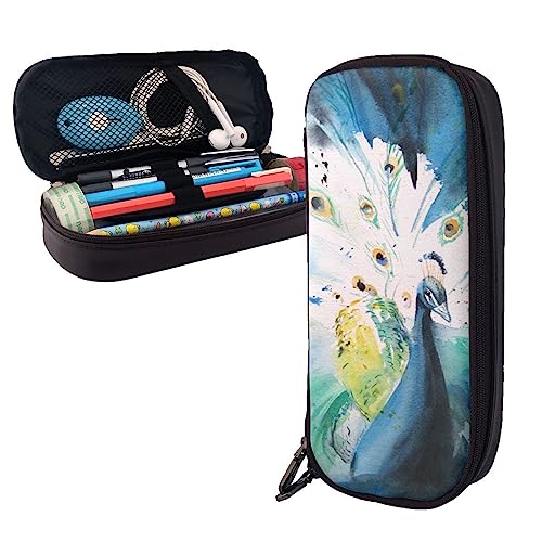 FJAUOQ Federmäppchen mit niedlichem Pfau, großes Fassungsvermögen, Leder-Federmäppchen, tragbares Federmäppchen mit Reißverschluss, für Büro-Organizer, Schwarz , Einheitsgröße, Federmäppchen FJAUOQ Federmäppchen mit niedlichem Pfau, großes Fassungsvermögen, Leder-Federmäppchen, tragbares Federmäppchen mit Reißverschluss, für Büro-Organizer, Schwarz , Einheitsgröße, Federmäppchen von FJAUOQ
