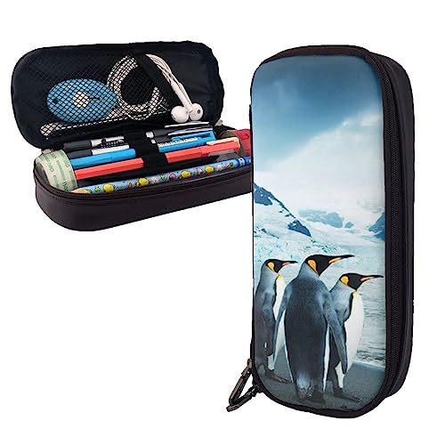 FJAUOQ Federmäppchen mit niedlichem Pinguin-Motiv, großes Fassungsvermögen, Leder-Federmäppchen, tragbares Federmäppchen mit Reißverschluss, für Büro-Organizer, Schwarz , Einheitsgröße, Federmäppchen FJAUOQ Federmäppchen mit niedlichem Pinguin-Motiv, großes Fassungsvermögen, Leder-Federmäppchen, tragbares Federmäppchen mit Reißverschluss, für Büro-Organizer, Schwarz , Einheitsgröße, Federmäppchen von FJAUOQ