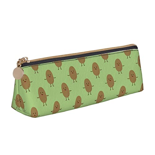 FJAUOQ Garden Potatoes Pattern Pencil Pouch Triangle Pen Case Portable Pencil Bag Leather Organizer with Zipper Cosmetic Pouch Bag, weiß, Einheitsgröße, federmäppchen von FJAUOQ