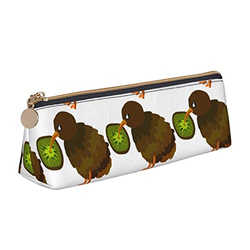 FJAUOQ Kiwi Vogel Muster Bleistift Tasche Dreieck Stift Fall Tragbare Bleistift Tasche Leder Organizer mit Reißverschluss Kosmetiktasche Tasche, weiß, Einheitsgröße, federmäppchen von FJAUOQ