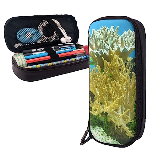 FJAUOQ Korallen-Federmäppchen, großes Fassungsvermögen, Leder-Federmäppchen, tragbares Federmäppchen mit Reißverschluss, für Büro-Organizer, Schwarz , Einheitsgröße, Federmäppchen FJAUOQ Korallen-Federmäppchen, großes Fassungsvermögen, Leder-Federmäppchen, tragbares Federmäppchen mit Reißverschluss, für Büro-Organizer, Schwarz , Einheitsgröße, Federmäppchen von FJAUOQ