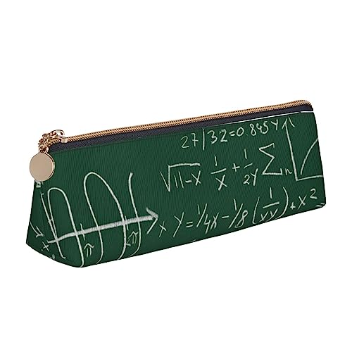 FJAUOQ Mathe Frage Drucken Leder Bleistift Fall Stift Tasche Dreieck Tragbare Bleistift Tasche mit Reißverschluss für Büro, weiß, Einheitsgröße, federmäppchen von FJAUOQ