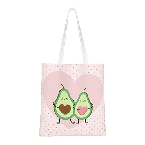 FJAUOQ Mops Canvas Tote Bags for Women, Reusable Grocery Bags, Travel Tote Bags for Work Travel Shopping, Rosa Avocado Liebe, Einheitsgröße, Canvas & Beach Tote Bag von FJAUOQ